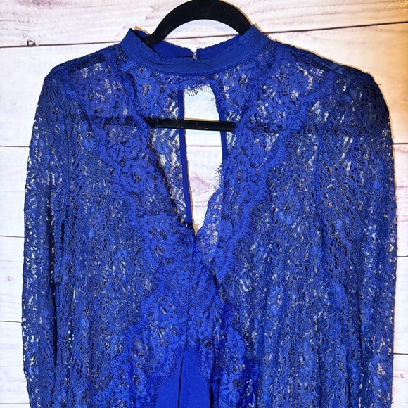 Free People Tell Tale See Through Royal Blue Lace Bohemian Dress Small - Picture 8 of 11
